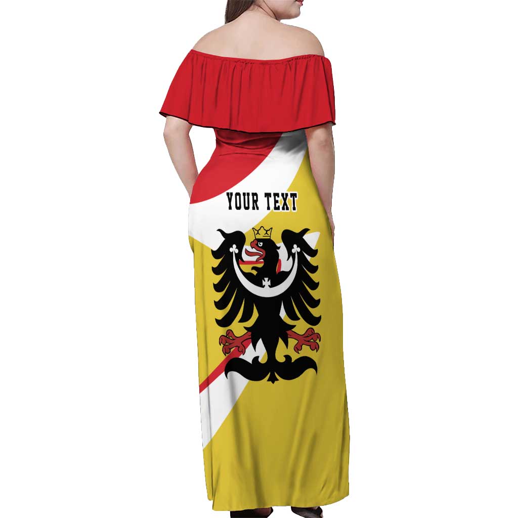 Personalized Coat of Arms of Silesia Off Shoulder Maxi Dress Black Eagle with Silver Crescent LT17 - Wonder Print Shop