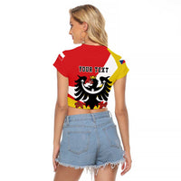 Personalized Coat of Arms of Silesia Raglan Cropped T Shirt Black Eagle with Silver Crescent LT17 - Wonder Print Shop