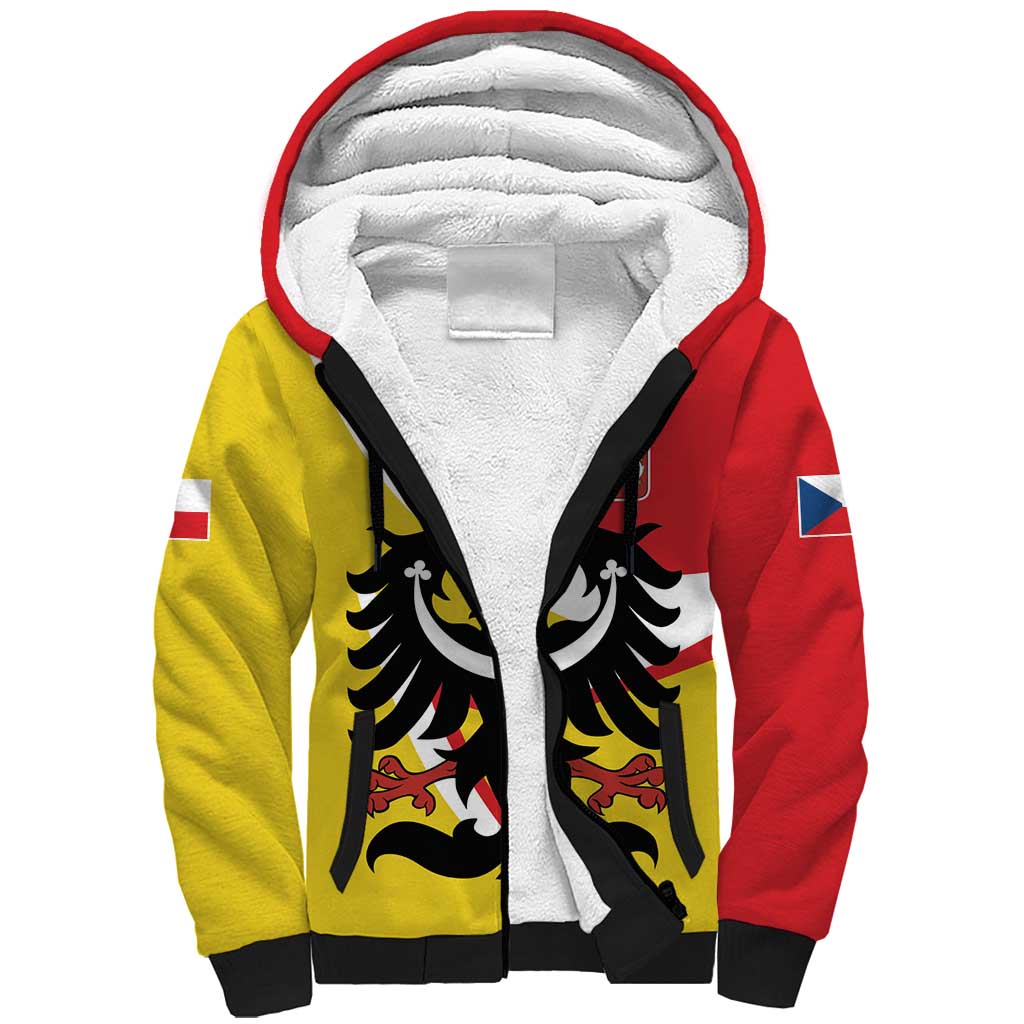 Personalized Coat of Arms of Silesia Sherpa Hoodie Black Eagle with Silver Crescent LT17 - Wonder Print Shop