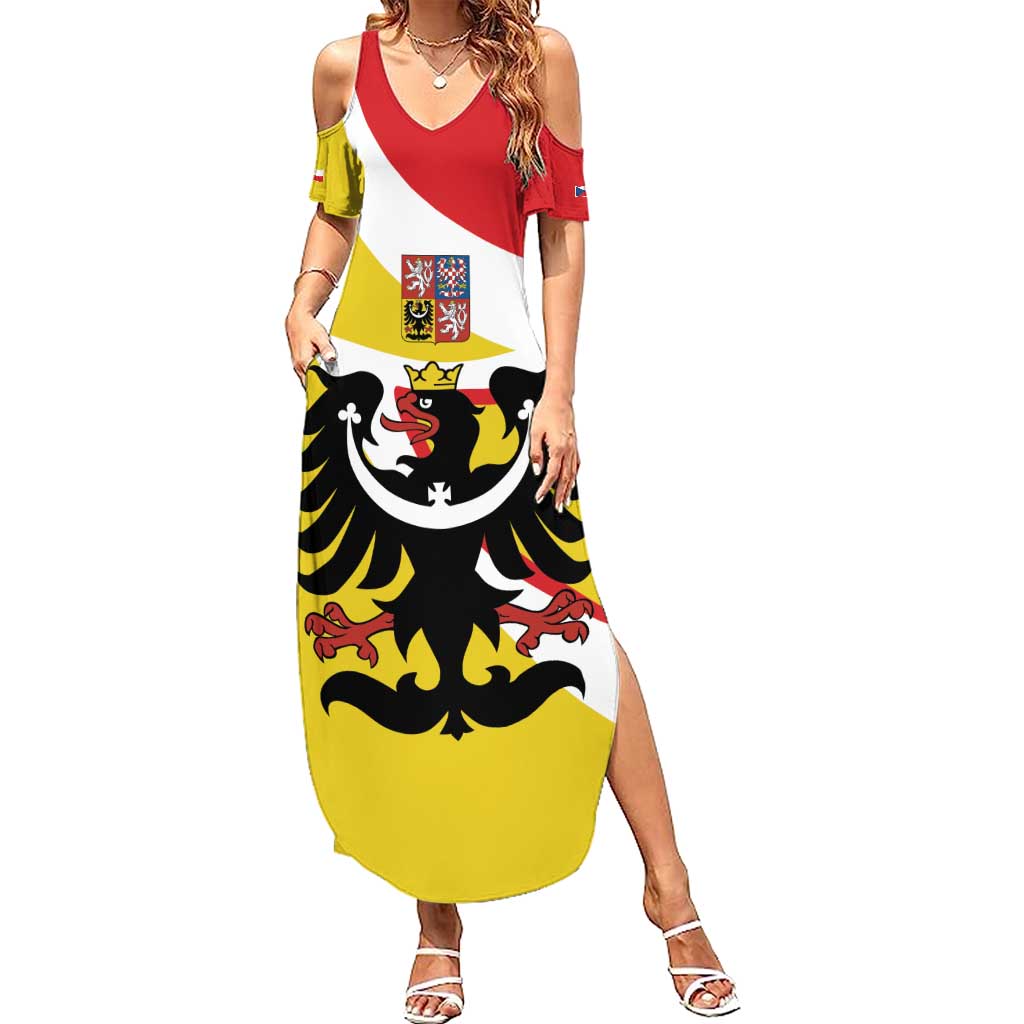 Personalized Coat of Arms of Silesia Summer Maxi Dress Black Eagle with Silver Crescent LT17 - Wonder Print Shop