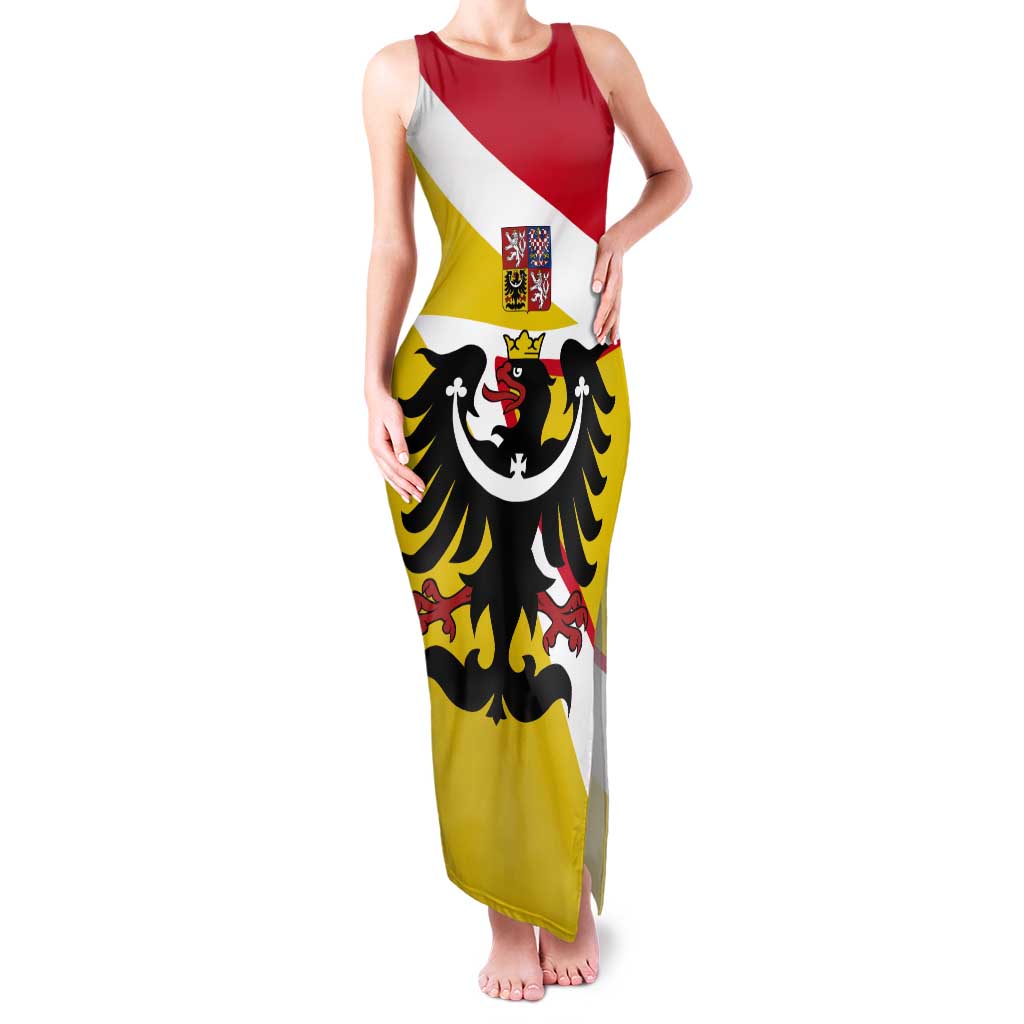 Personalized Coat of Arms of Silesia Tank Maxi Dress Black Eagle with Silver Crescent LT17 - Wonder Print Shop