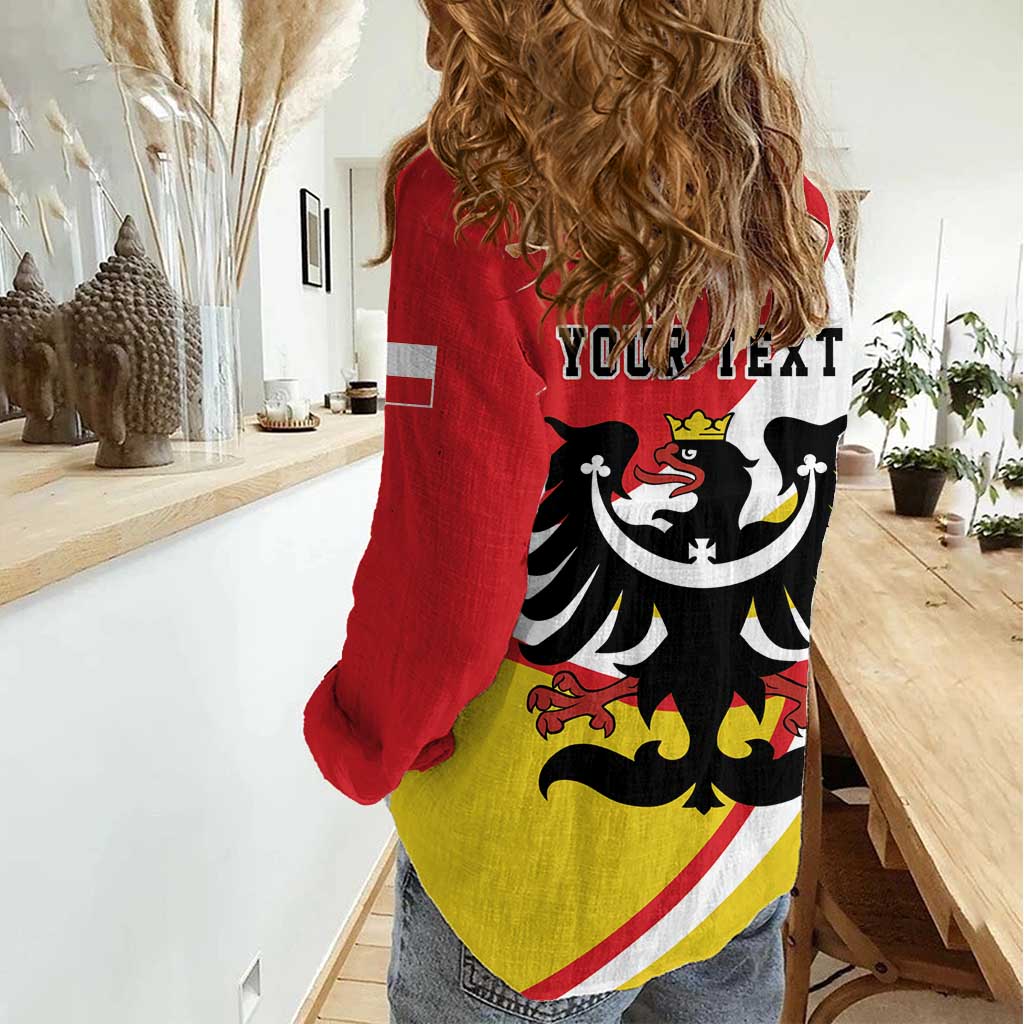 Personalized Coat of Arms of Silesia Women Casual Shirt Black Eagle with Silver Crescent LT17 - Wonder Print Shop