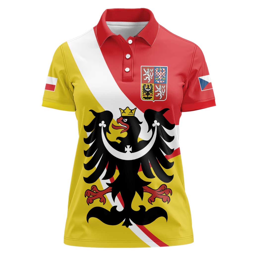 Personalized Coat of Arms of Silesia Women Polo Shirt Black Eagle with Silver Crescent LT17 - Wonder Print Shop