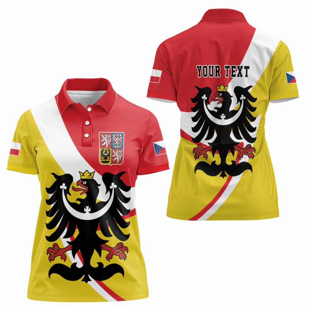 Personalized Coat of Arms of Silesia Women Polo Shirt Black Eagle with Silver Crescent LT17 - Wonder Print Shop