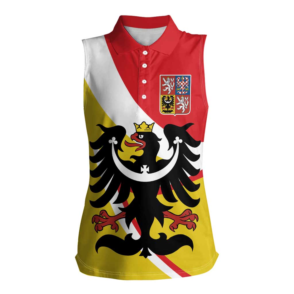 Personalized Coat of Arms of Silesia Women Sleeveless Polo Shirt Black Eagle with Silver Crescent LT17 - Wonder Print Shop