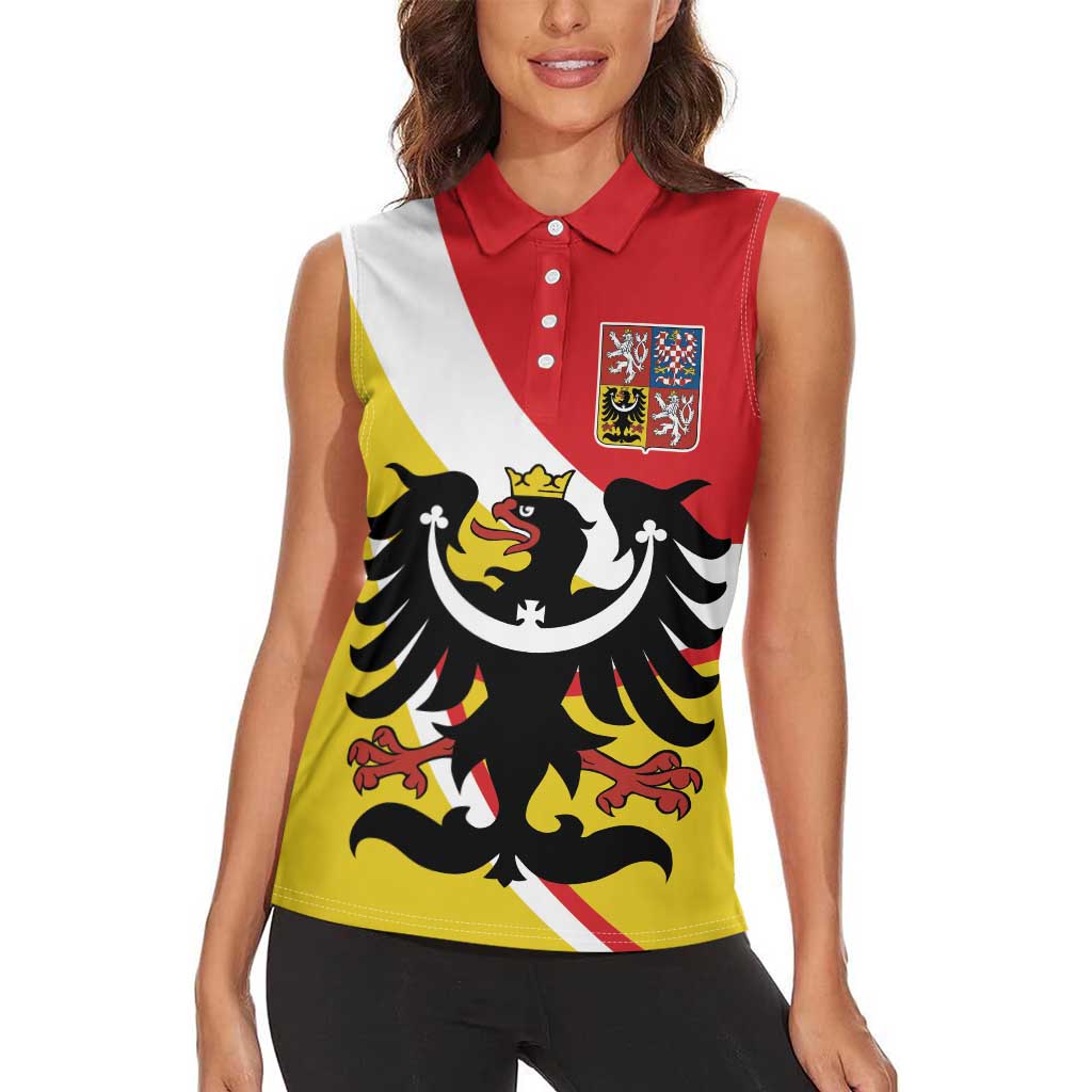 Personalized Coat of Arms of Silesia Women Sleeveless Polo Shirt Black Eagle with Silver Crescent LT17 - Wonder Print Shop