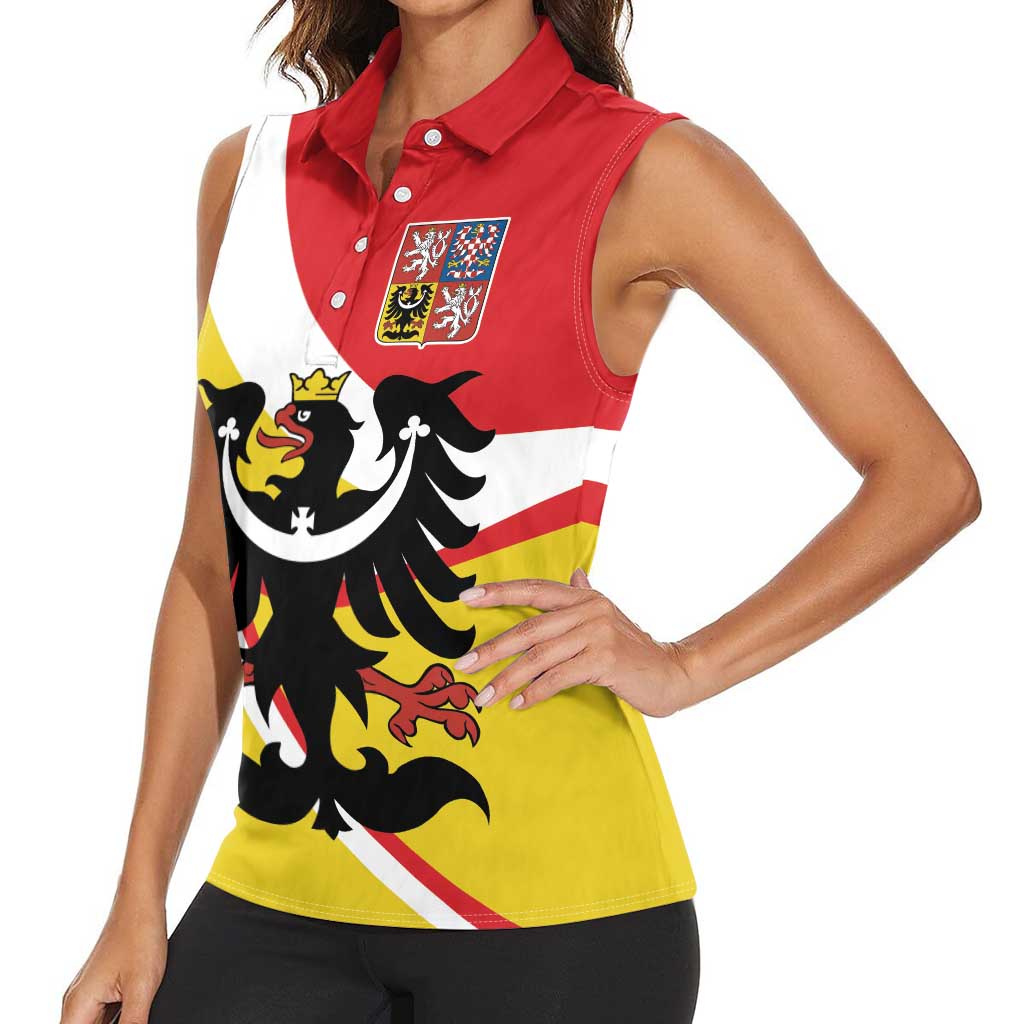 Personalized Coat of Arms of Silesia Women Sleeveless Polo Shirt Black Eagle with Silver Crescent LT17 - Wonder Print Shop