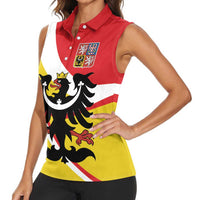 Personalized Coat of Arms of Silesia Women Sleeveless Polo Shirt Black Eagle with Silver Crescent LT17 - Wonder Print Shop