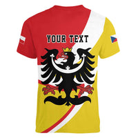 Personalized Coat of Arms of Silesia Women V-Neck T-Shirt Black Eagle with Silver Crescent LT17 - Wonder Print Shop