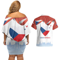 Czech Republic Independence day Couples Matching Off Shoulder Short Dress and Hawaiian Shirt Den Vzniku Samostatneho Ceskoslovenskeho Statu