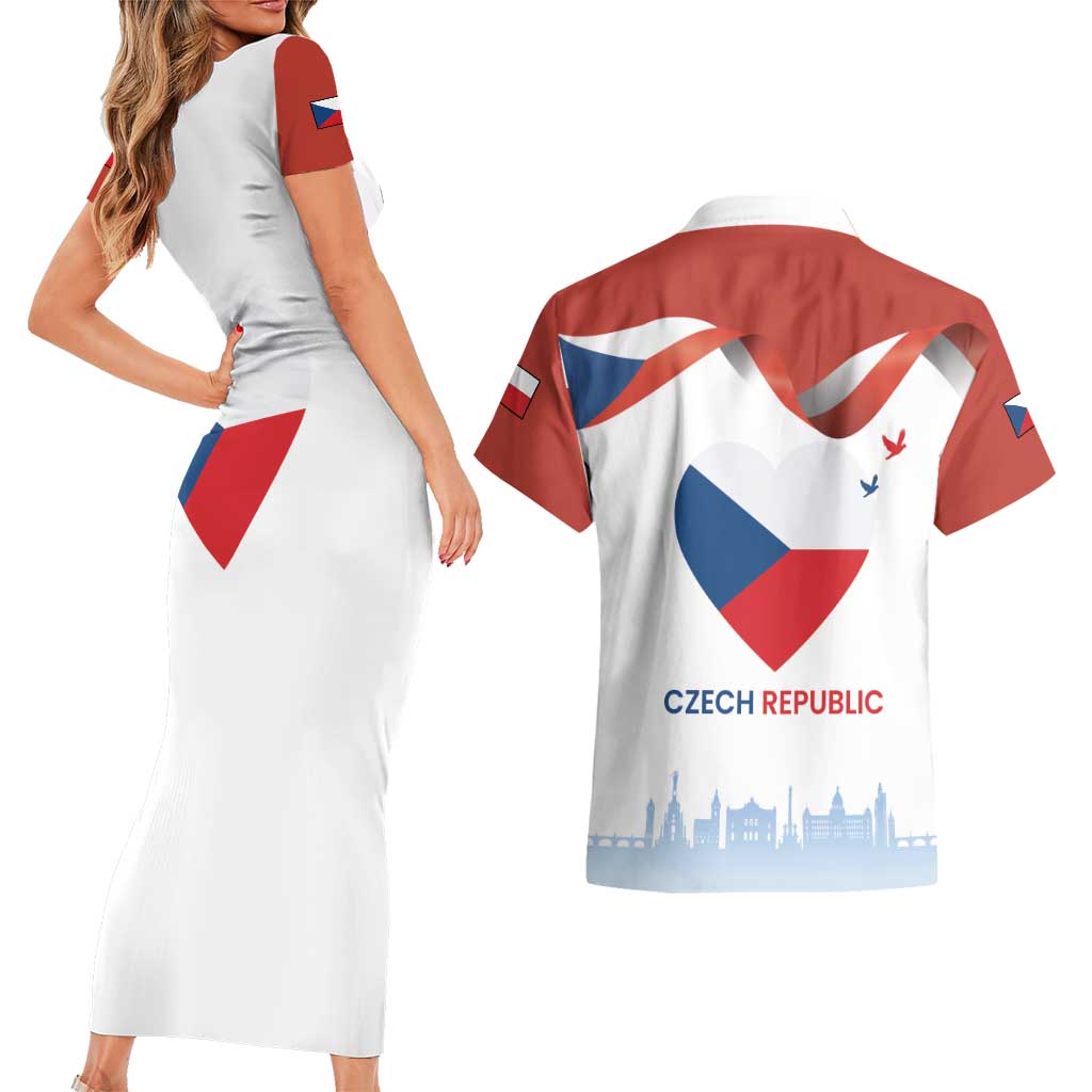 Czech Republic Independence day Couples Matching Short Sleeve Bodycon Dress and Hawaiian Shirt Den Vzniku Samostatneho Ceskoslovenskeho Statu