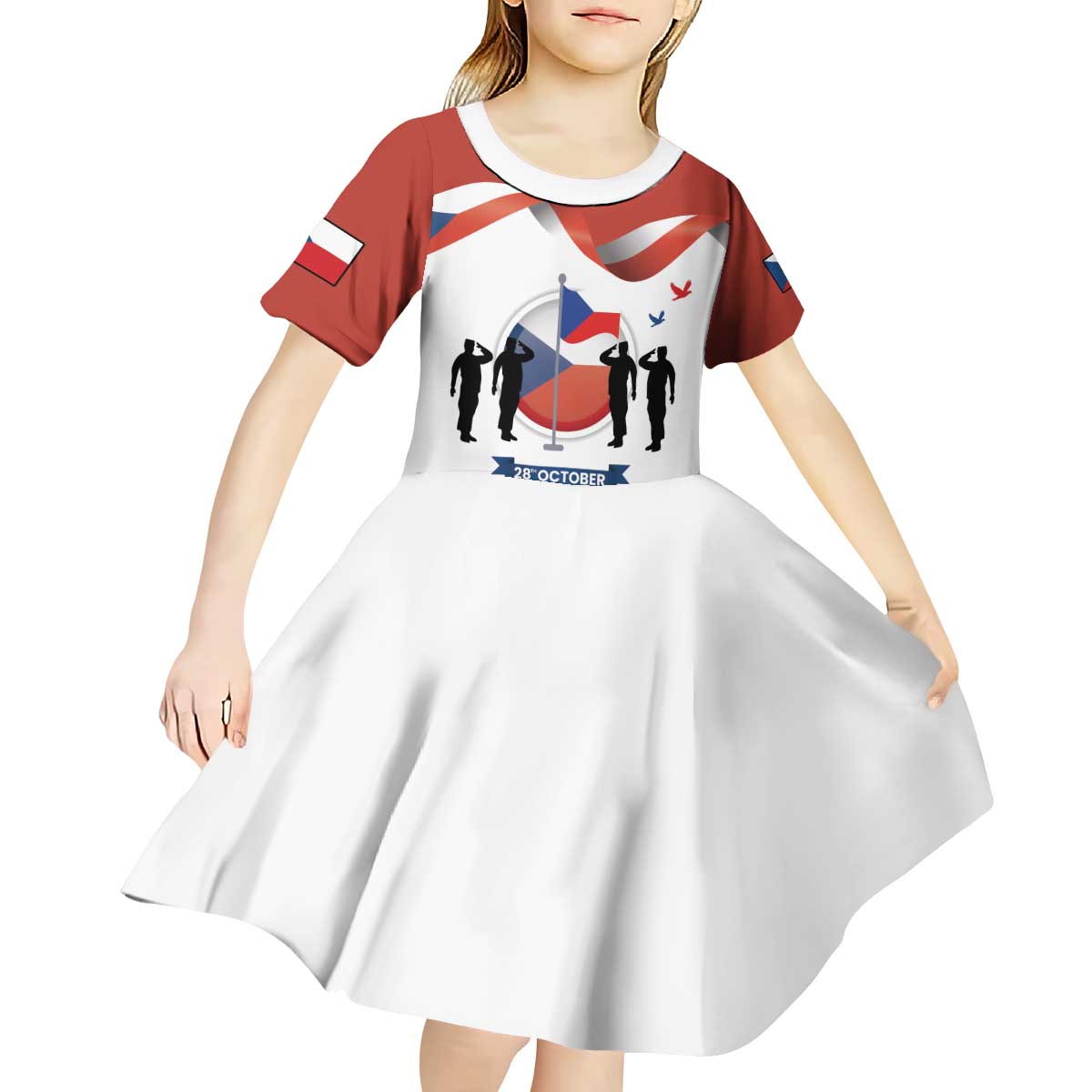 Czech Republic Independence day Kid Short Sleeve Dress Den Vzniku Samostatneho Ceskoslovenskeho Statu