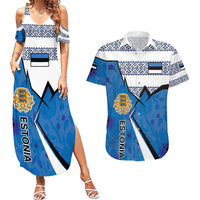 Estonia Coat of arms Personalized Couples Matching Summer Maxi Dress and Hawaiian Shirt Eesti riigivapp