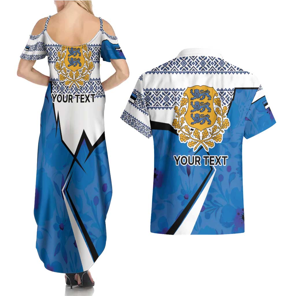 Estonia Coat of arms Personalized Couples Matching Summer Maxi Dress and Hawaiian Shirt Eesti riigivapp