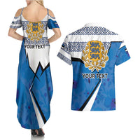 Estonia Coat of arms Personalized Couples Matching Summer Maxi Dress and Hawaiian Shirt Eesti riigivapp