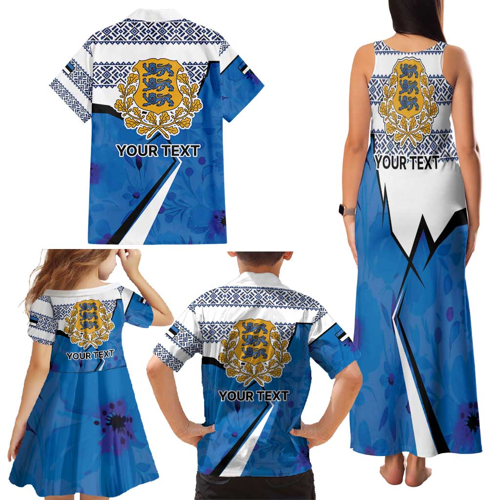 Estonia Coat of arms Personalized Family Matching Tank Maxi Dress and Hawaiian Shirt Eesti riigivapp