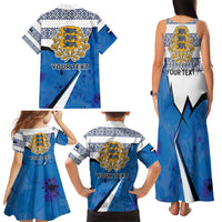 Estonia Coat of arms Personalized Family Matching Tank Maxi Dress and Hawaiian Shirt Eesti riigivapp