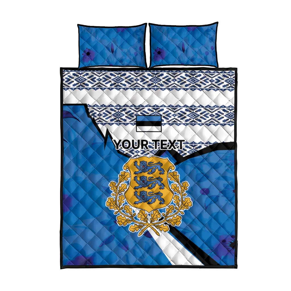 Estonia Coat of arms Personalized Quilt Bed Set Eesti riigivapp