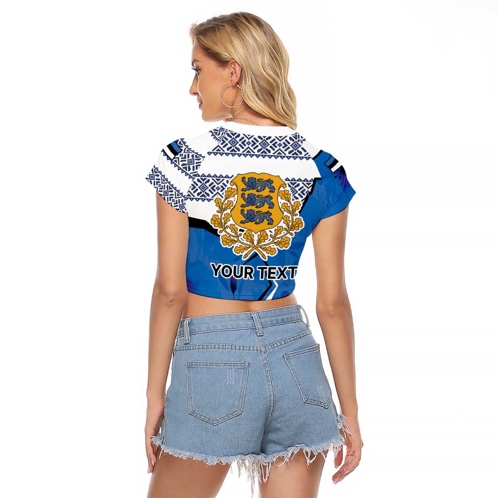 Estonia Coat of arms Personalized Raglan Cropped T Shirt Eesti riigivapp