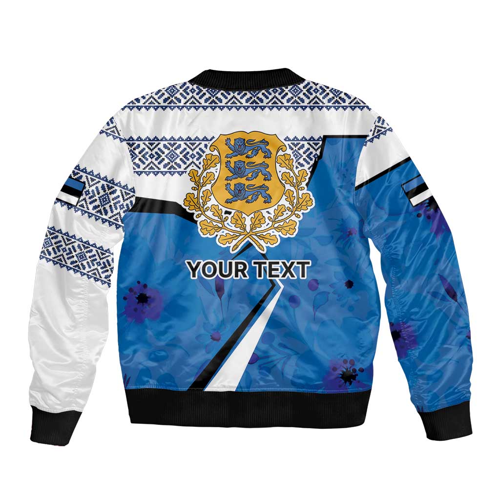 Estonia Coat of arms Personalized Sleeve Zip Bomber Jacket Eesti riigivapp