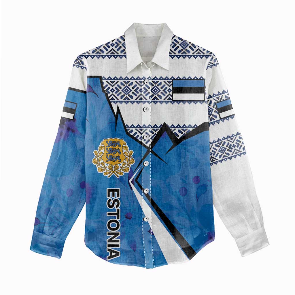 Estonia Coat of arms Personalized Women Casual Shirt Eesti riigivapp