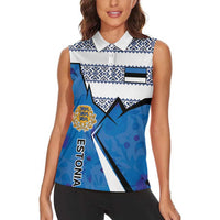 Estonia Coat of arms Personalized Women Sleeveless Polo Shirt Eesti riigivapp