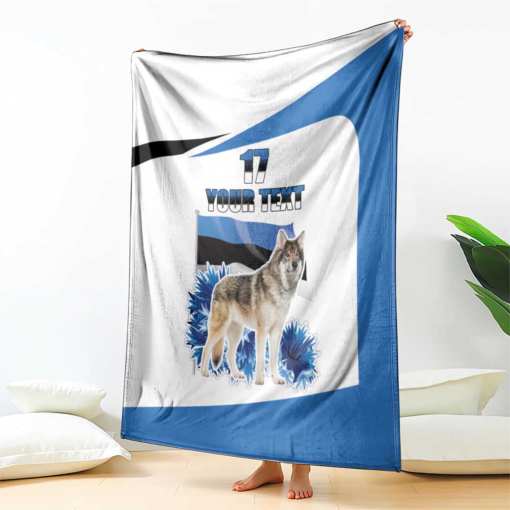 Estonia Grey Wolf and Cornflower Blanket Estonia Flag
