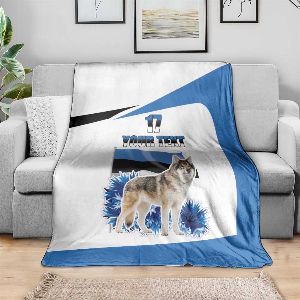 Estonia Grey Wolf and Cornflower Blanket Estonia Flag