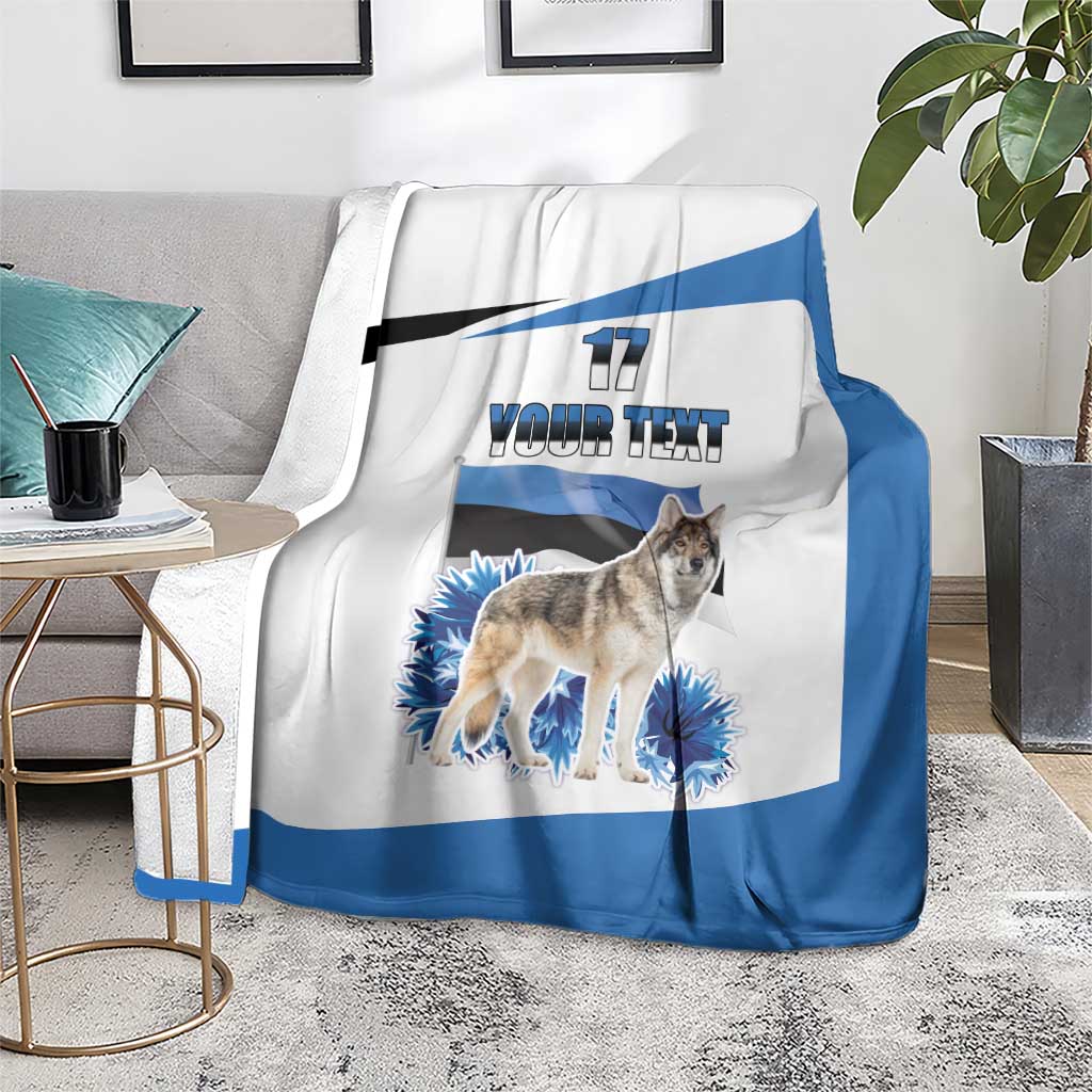 Estonia Grey Wolf and Cornflower Blanket Estonia Flag