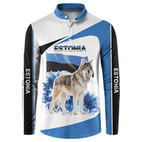 Estonia Grey Wolf and Cornflower Button Sweatshirt Estonia Flag