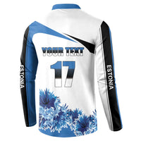 Estonia Grey Wolf and Cornflower Button Sweatshirt Estonia Flag