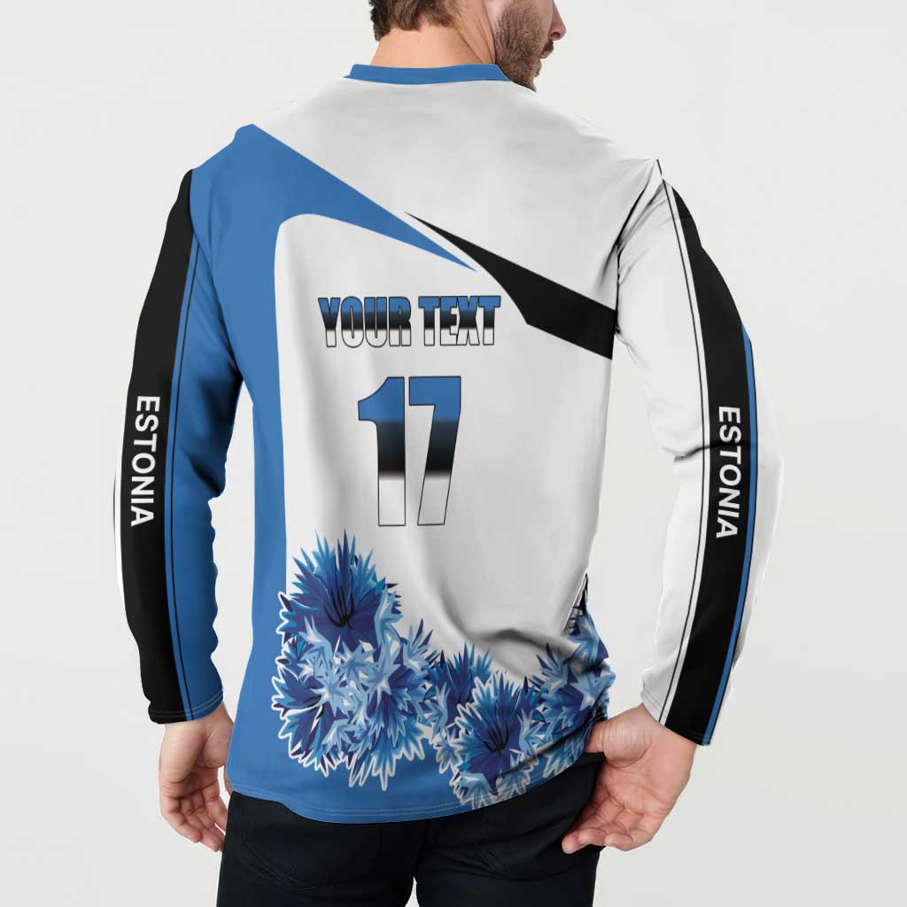 Estonia Grey Wolf and Cornflower Button Sweatshirt Estonia Flag