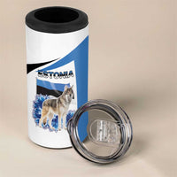 Estonia Grey Wolf and Cornflower 4 in 1 Can Cooler Tumbler Estonia Flag