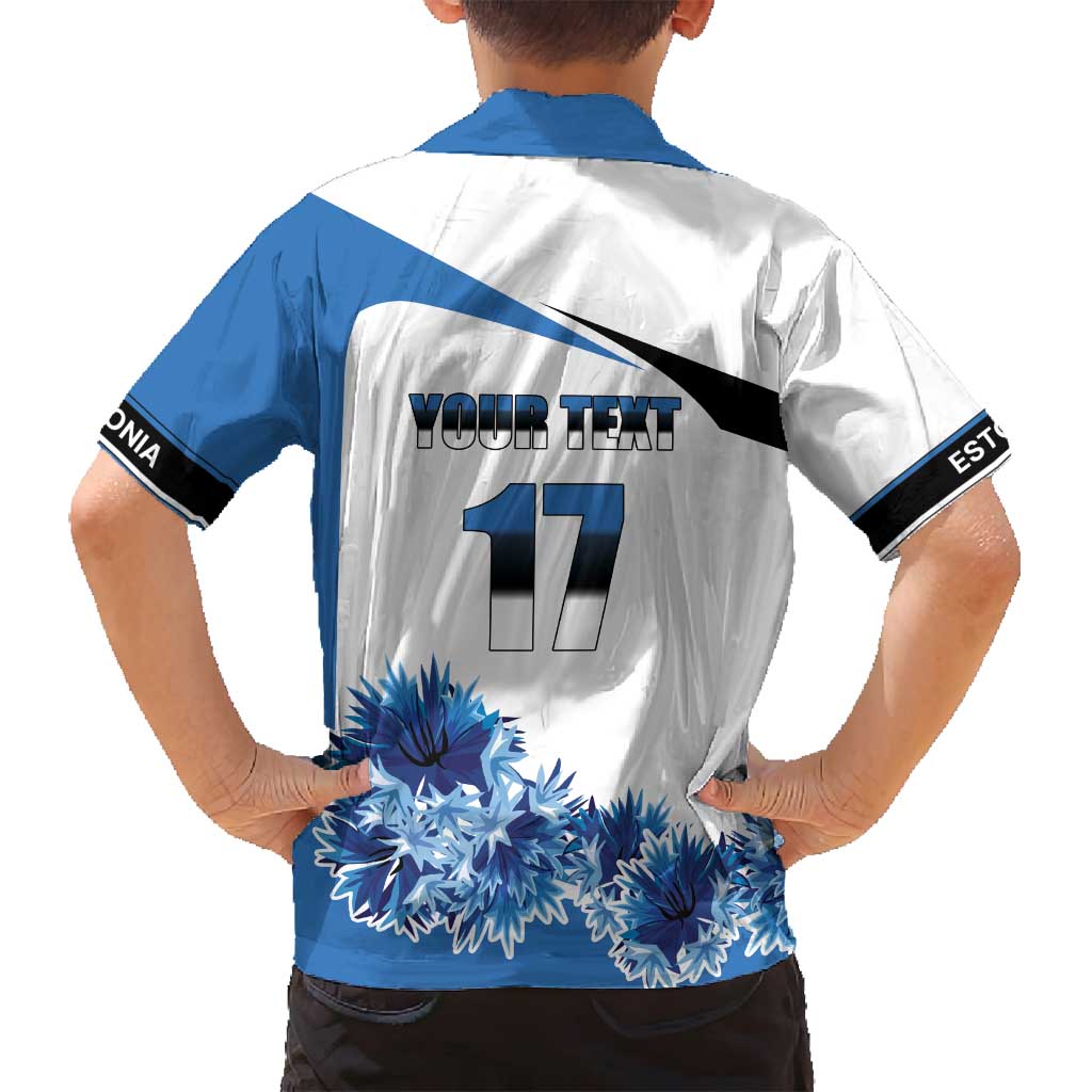 Estonia Grey Wolf and Cornflower Family Matching Long Sleeve Bodycon Dress and Hawaiian Shirt Estonia Flag