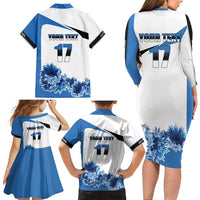 Estonia Grey Wolf and Cornflower Family Matching Long Sleeve Bodycon Dress and Hawaiian Shirt Estonia Flag