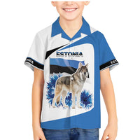 Estonia Grey Wolf and Cornflower Family Matching Mermaid Dress and Hawaiian Shirt Estonia Flag