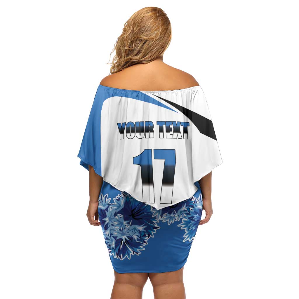 Estonia Grey Wolf and Cornflower Family Matching Off Shoulder Short Dress and Hawaiian Shirt Estonia Flag