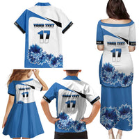 Estonia Grey Wolf and Cornflower Family Matching Puletasi and Hawaiian Shirt Estonia Flag