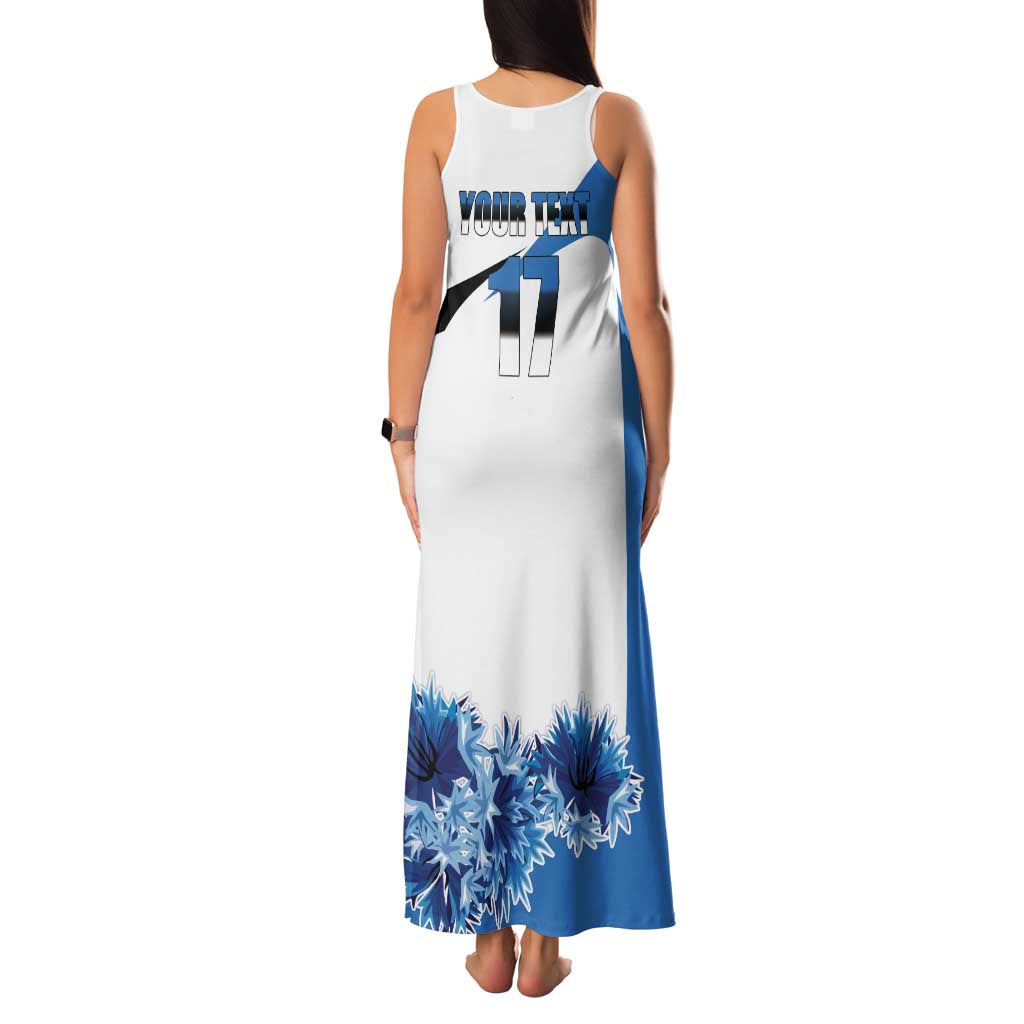 Estonia Grey Wolf and Cornflower Family Matching Tank Maxi Dress and Hawaiian Shirt Estonia Flag