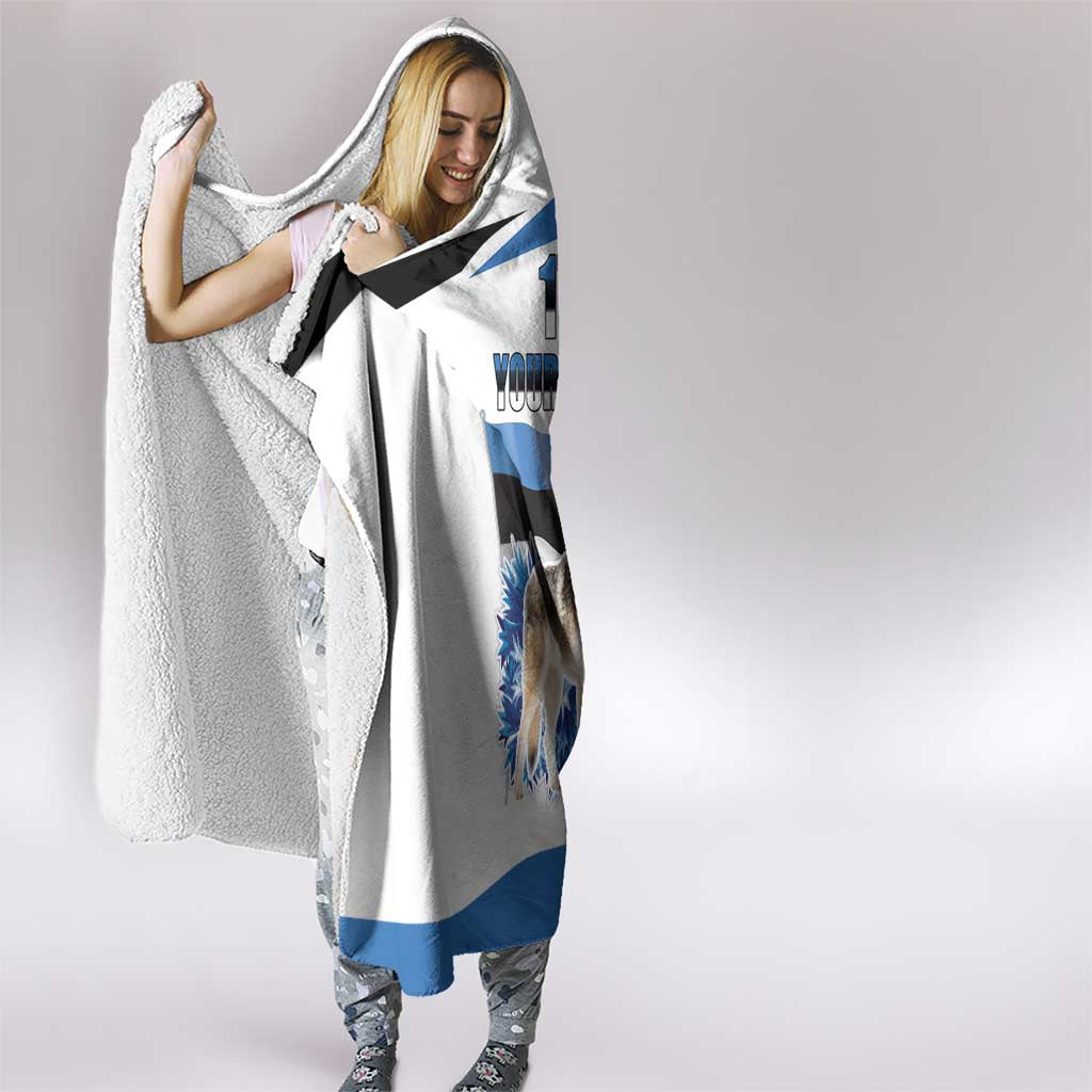 Estonia Grey Wolf and Cornflower Hooded Blanket Estonia Flag