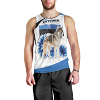 Estonia Grey Wolf and Cornflower Men Tank Top Estonia Flag