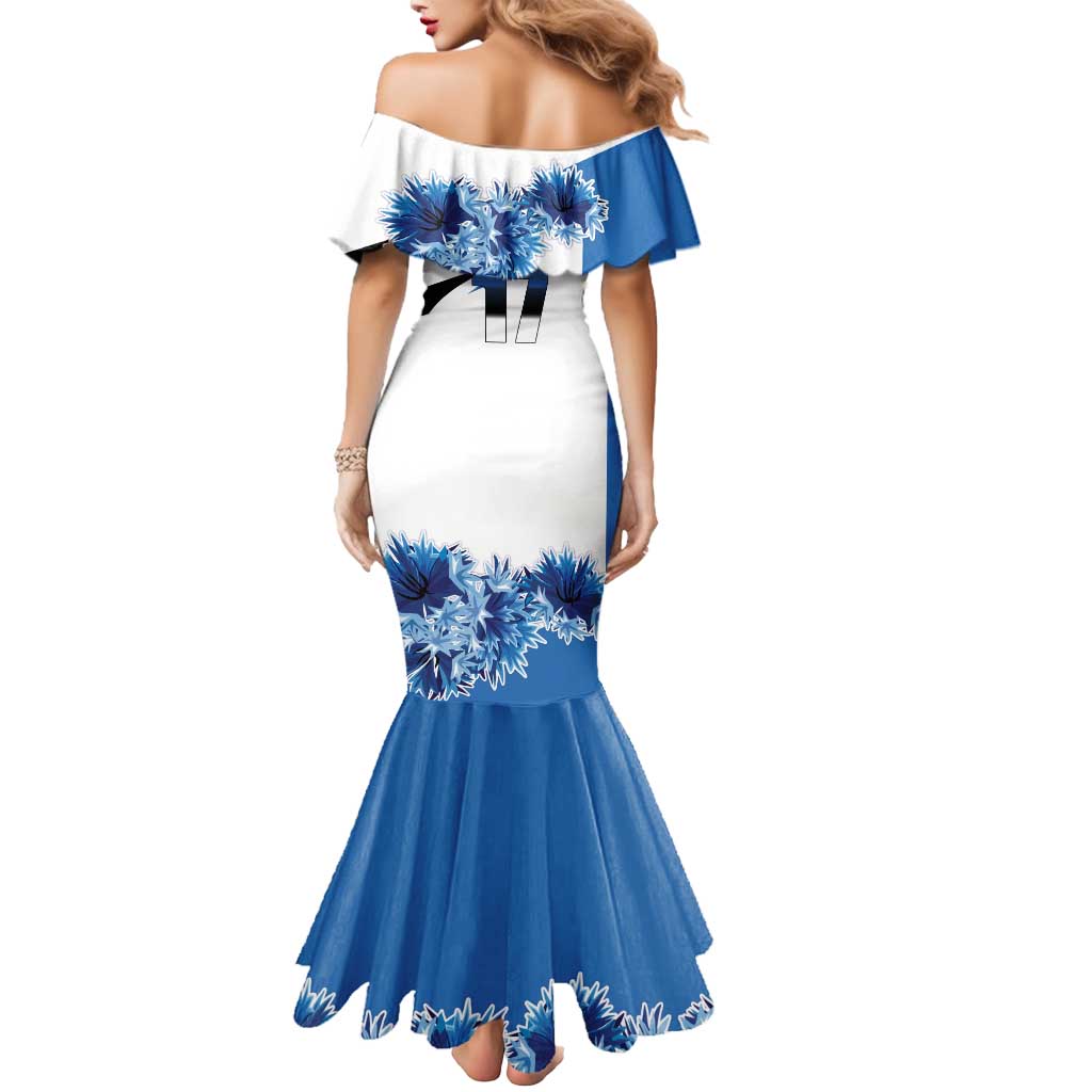 Estonia Grey Wolf and Cornflower Mermaid Dress Estonia Flag