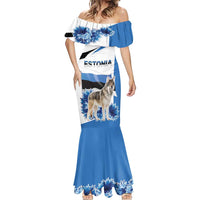 Estonia Grey Wolf and Cornflower Mermaid Dress Estonia Flag