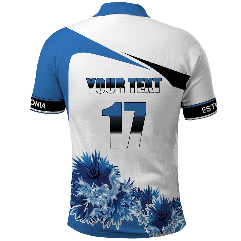 Estonia Grey Wolf and Cornflower Polo Shirt Estonia Flag