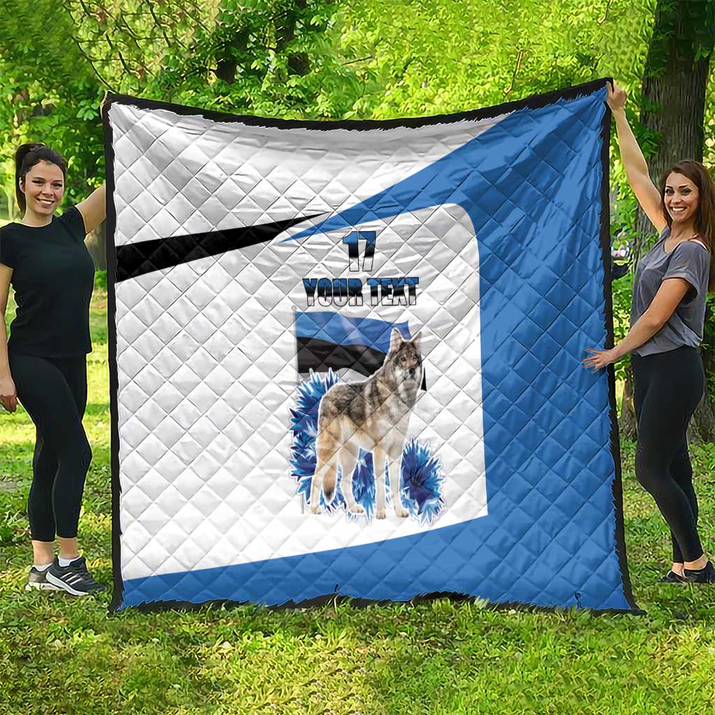 Estonia Grey Wolf and Cornflower Quilt Estonia Flag