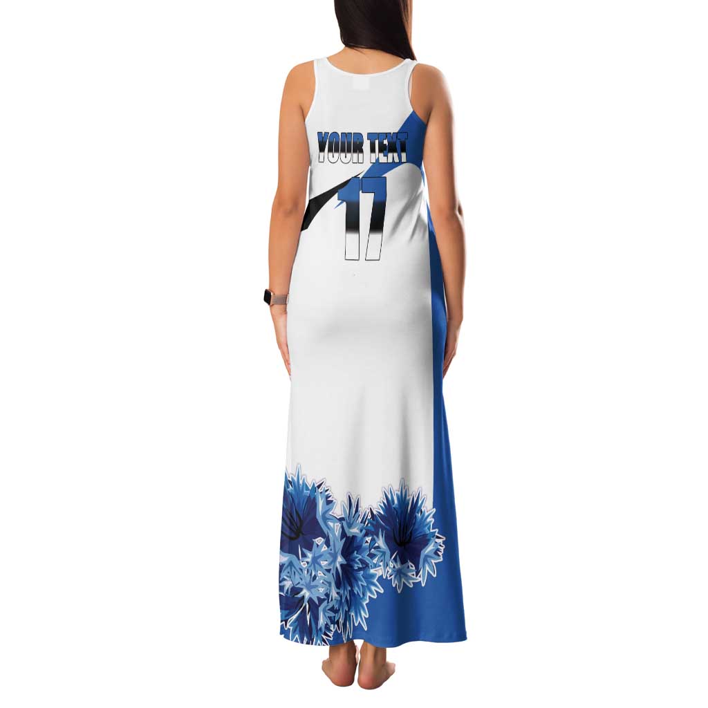 Estonia Grey Wolf and Cornflower Tank Maxi Dress Estonia Flag