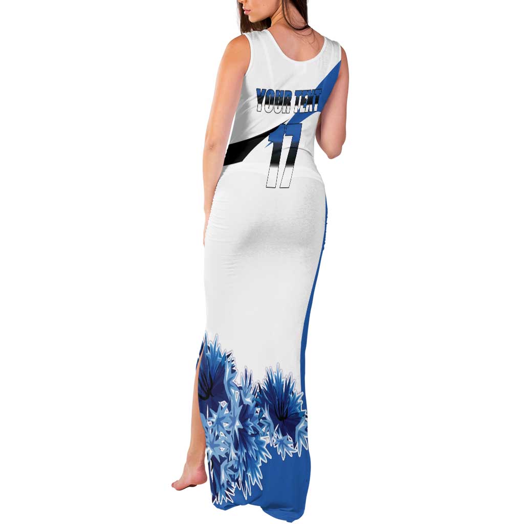 Estonia Grey Wolf and Cornflower Tank Maxi Dress Estonia Flag