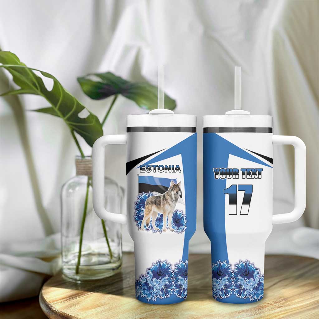 Estonia Grey Wolf and Cornflower Tumbler With Handle Estonia Flag