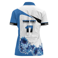 Estonia Grey Wolf and Cornflower Women Polo Shirt Estonia Flag