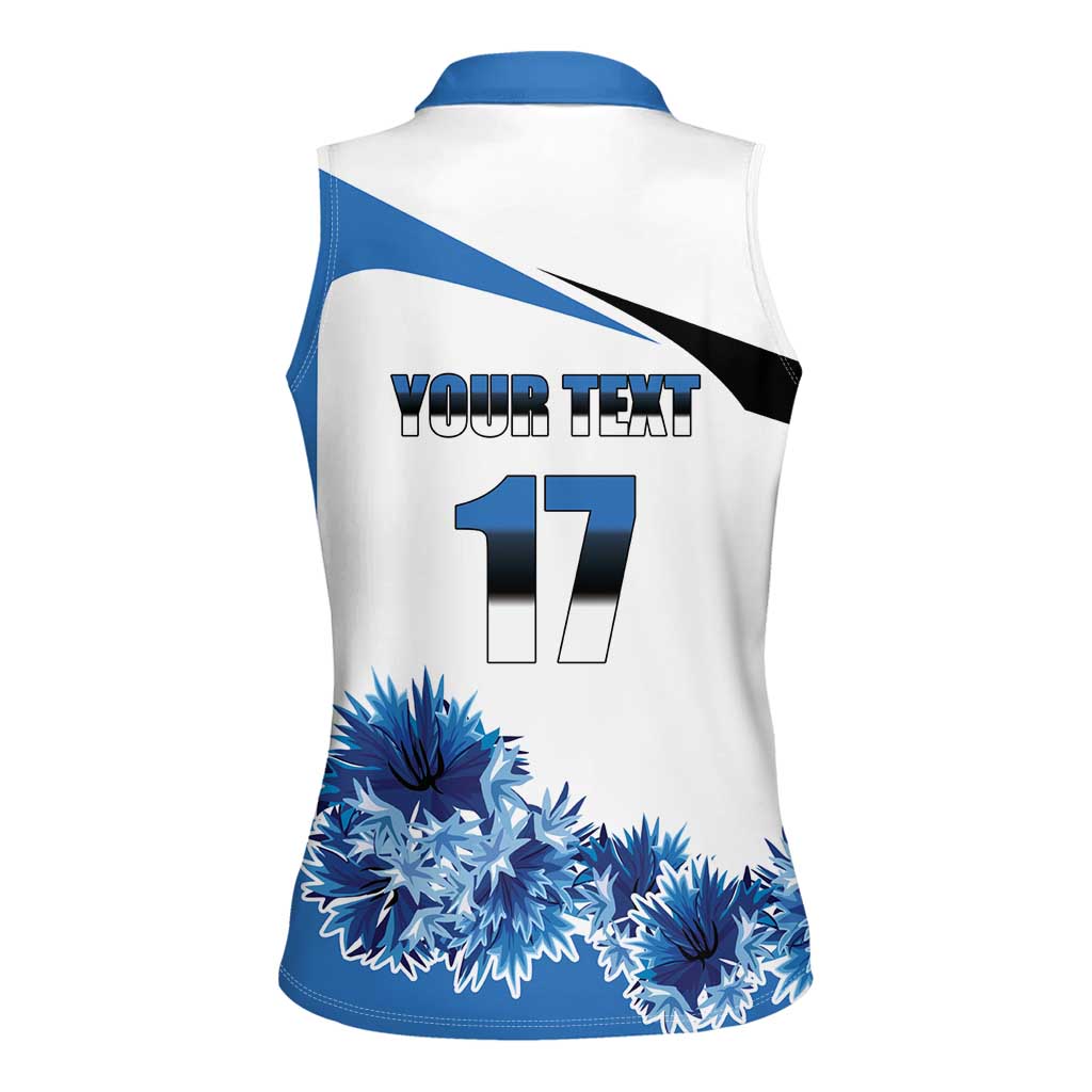 Estonia Grey Wolf and Cornflower Women Sleeveless Polo Shirt Estonia Flag